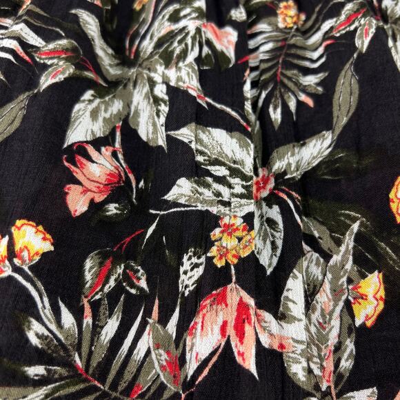 Style & Co Black Tropical Printed Flowy Pull On Midi Hi-Lo Layered Skirt L - Picture 5 of 13